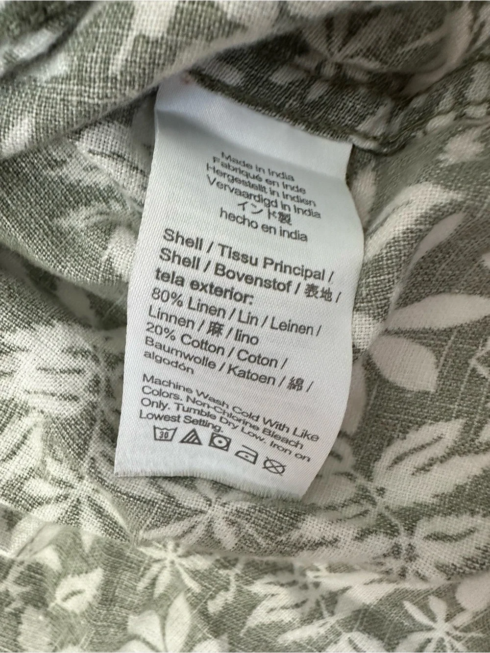 Men's Short-Sleeve Button-Down Linen Shirt in Sage Green Floral